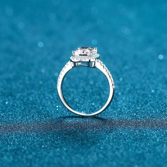 Certified 2ct. t.w. Diamond Moissanite Radiant Cut Engagement Ring NEW - Picture 4 of 8